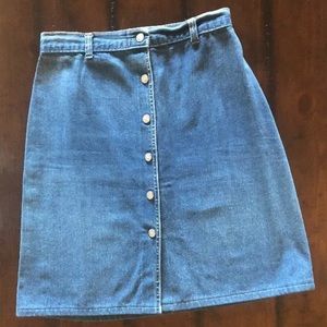 Time &  Place Blue Denim A-Line Skirt Sz 13 Button